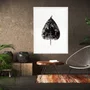 Quadro Decorativo em Preto e Branco Folha Minimalista com Moldura Branca 50x70cm