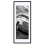 Quadro Decorativo em Preto e Branco Frente Carro Antigo com Grade Cromada 50x120cm