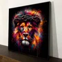Quadro Decorativo em Tela Canvas Leão Colorido com Coroa de Espinho 120X120 CM