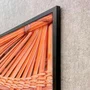 Quadro Decorativo Estilo Arte Artesanal em Fibras Naturais com Moldura e Vidro