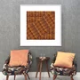 Quadro Decorativo Estilo Vime Rústico Tons Amadeirados com Moldura e Vidro