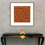 Quadro Decorativo Estilo Vime Rústico Tons Amadeirados com Moldura e Vidro