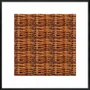 Quadro Decorativo Estilo Vime Entrelaçado Rústico Tons Amadeirados com Moldura e Vidro