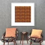 Quadro Decorativo Estilo Vime Entrelaçado Rústico Tons Amadeirados com Moldura e Vidro