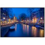 Quadro Decorativo Famoso Canal de Amsterdam Durante à Noite 150x100cm