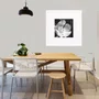 Quadro Decorativo Flor em Preto e Branco com Moldura Branca Laqueada 50x50cm
