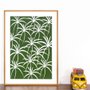 Quadro Decorativo Floral Verde com Moldura Marrom 50x70 cm