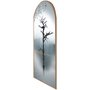 Quadro Decorativo Formato Janela com Moldura em Madeira Freijó de Galhos Secos  Preto e Branco