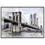 Quadro Decorativo Grande com Moldura Preta Ilustração Ponte do Brooklyn