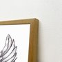 Quadro Decorativo Ilustração Asas de Anjo em Preto e Branco com Moldura Natural 90x90 cm