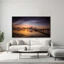 Quadro Decorativo Paisagem do Mar com Pôr do Sol no Píer e Reflexo na Água