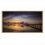 Quadro Decorativo Paisagem do Mar com Pôr do Sol no Píer e Reflexo na Água