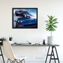 Quadro Decorativo Poster com Moldura Carro Esportivo Corvette Azul 50x40cm