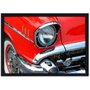 Quadro Imagem com Moldura e Vidro Carro Clássico Vermelho 30x20 cm