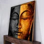 Quadro Decorativo Rosto de Buda Preto com Dourado Meditação Premium 120x120 cm