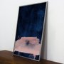 Quadro Desenho Abstrato Azul e Rosê 50x70 cm