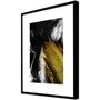 Quadro Desenho Abstrato Decór Preto Branco e Dourado 90x120cm