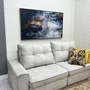 Quadro em Canvas Abstrato com Moldura Prata Envelhecida Elegante 160x90 cm