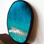 Quadro em MDF Preto de Águas Cristalinas do Mar em  Formato Orgânico