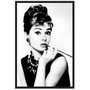 Quadro em Preto e Branco Decorativo Arte Audrey Hepburn 60x90cm