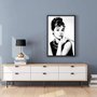 Quadro em Preto e Branco Decorativo Arte Audrey Hepburn 60x90cm