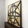 Quadro em Tela: Arte Abstrata Moderna com Moldura Flutuante Preta 120X120 CM