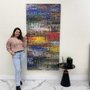 Quadro em Tela Canvas Decorativa Abstrata Malhas Coloridas