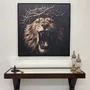 Quadro em Tela Canvas Leão com Coroa de Espinhos: Arte Impactante 120x120 CM