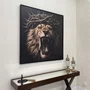 Quadro em Tela Canvas Leão com Coroa de Espinhos: Arte Impactante 120x120 CM