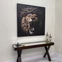 Quadro em Tela Canvas Leão com Coroa de Espinhos: Arte Impactante 120x120 CM