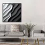 Quadro Estilo Relevo 3D em Ondas Fluidas Abstrato Moderno com Moldura e Vidro