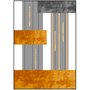 Quadro Geométrico Abstrato Texturas Dourado e Cinza 70x100 cm