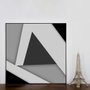 Quadro Geométrico em Preto e Branco Arte Moderna 70x70 cm