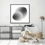 Quadro Geométrico Profundo Circular Abstrato Preto e Branco com Moldura e Vidro
