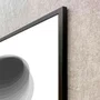 Quadro Geométrico Profundo Circular Abstrato Preto e Branco com Moldura e Vidro