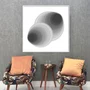 Quadro Geométrico Profundo Circular Abstrato Preto e Branco com Moldura e Vidro