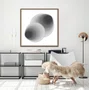 Quadro Geométrico Profundo Circular Abstrato Preto e Branco com Moldura e Vidro
