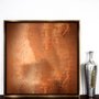 Quadro Grande com Moldura Chanfrada Bronze Arte Abstrata 120x120 cm