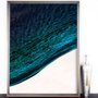 Quadro Grande Decorativo Arte Abstrata Ocean com Tons de Azul Moldura Chranfrada