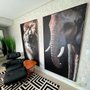 Quadro Grande Elefante em Tela Canvas com Moldura Prata 120x210 cm