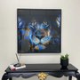 Quadro Grande Leão de Judá Colorido Tons Azuis para Sala Tamanhos Especiais