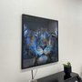 Quadro Grande Leão de Judá Colorido Tons Azuis para Sala Tamanhos Especiais