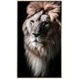 Quadro Grande Leão em Tela Canvas com Moldura Prata 120x210 cm