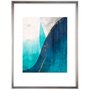 Quadro Moderno Arte Abstrata Azul Mountain com Moldura Prata Robusta