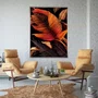 Quadro Moderno Folhas em Tons Quentes com Moldura Prata Chanfrada 95x145 cm