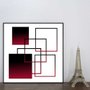 Quadro Moderno Geométrico Arte Vermelha e Preta II 60x60 cm