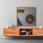 Quadro Moderno Texturizado de Círculos com Moldura e Vidro para Decoração