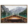 Quadro Paisagem Barco no Lago Braies Localizado na Itália 120x80 cm