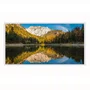 Quadro Paisagem de Lago Alpino com Reflexo, Montanhas e Floresta de Outono