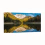 Quadro Paisagem de Lago Alpino com Reflexo, Montanhas e Floresta de Outono